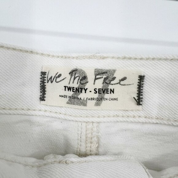 We The Free White Denim Skirt 27 Raw Hem Jean Mini Free People Boho - Picture 7 of 12